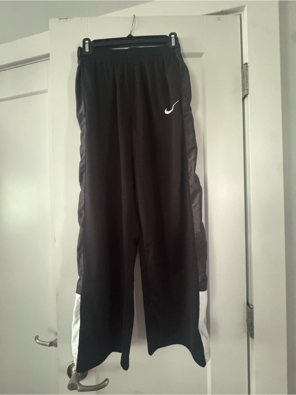 Nike Black Sweatpants with Gray Side Panels and White Hem Accents